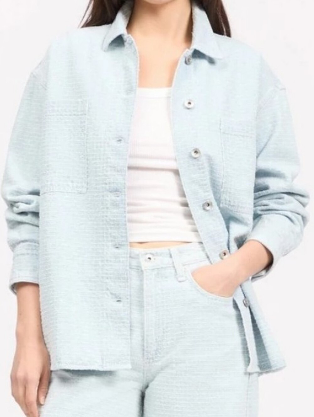rag & bone Jax Denim Shirt Lightweight Rigid Denim Blue Size Medium